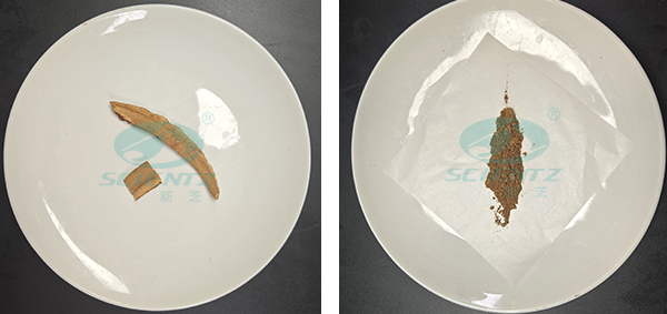 靈芝研磨前后對比圖